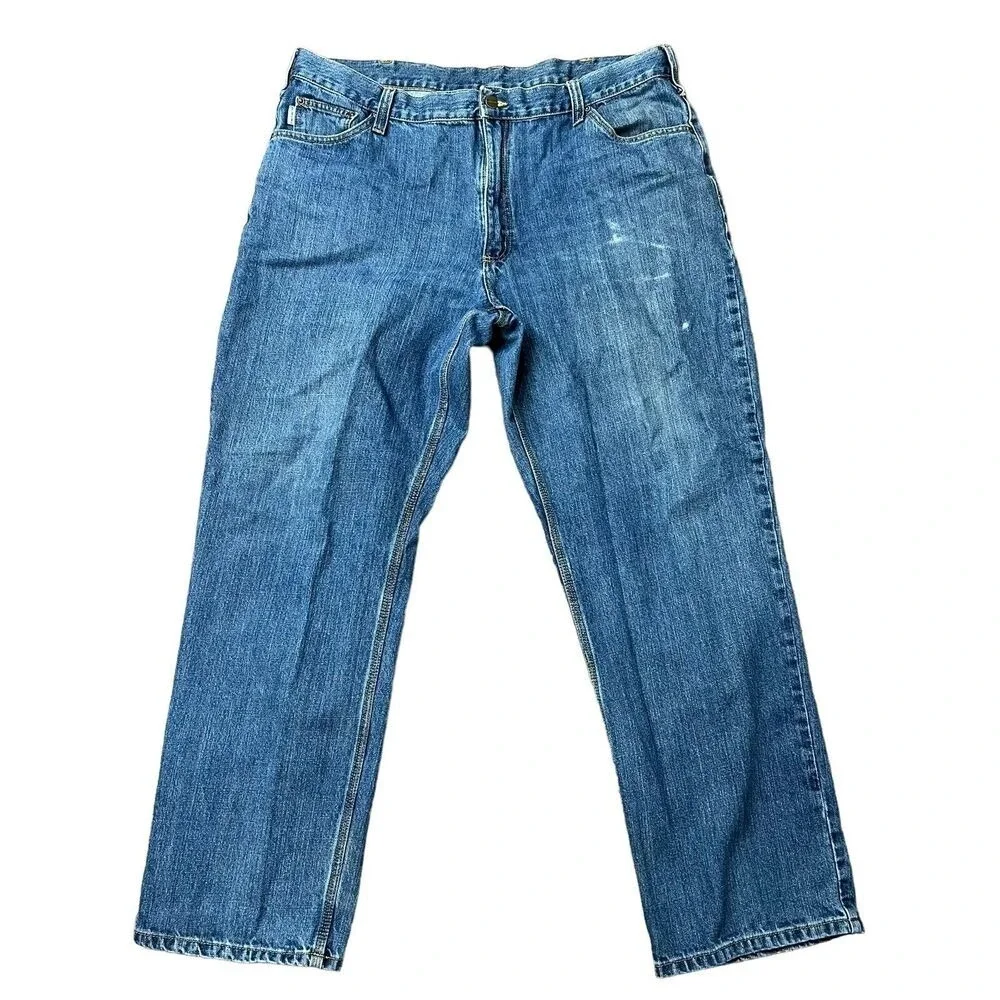 Carhartt Size 42 X 34 Jeans Tipton Relaxed Fit Blue Straight Leg Workwear Mens